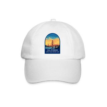 Kalifornien, USA Golden Gate Bridge Reiseabzeichen - Baseballkappe - Weiß/Weiß - Vorne