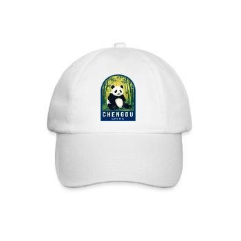 Chengdu China-Riesenpanda-Bambuswaldabzeichen - Baseballkappe - Weiß/Weiß - Vorne