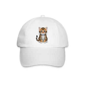 Katzenbaby aquarell getigertes Kätzchen Geschenk  - Baseballkappe - Weiß/Weiß - Vorne