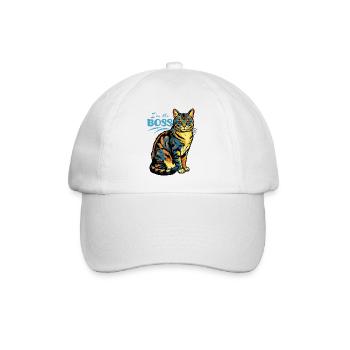 Ich bin der Chef Katzenprint - Baseballkappe - Weiß/Weiß - Vorne