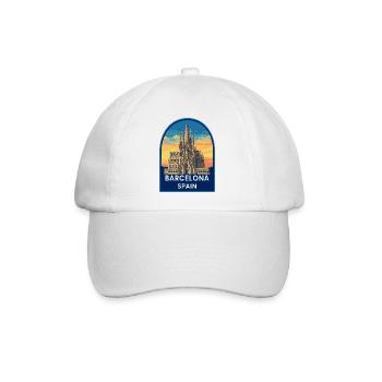 Barcelona Spanien Sagrada Familia Sonnenuntergangsabzeichen - Baseballkappe - Weiß/Weiß - Vorne