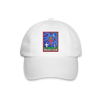 Halloween-Szene Buntglaskunst - Baseballkappe - Weiß/Weiß - Vorne
