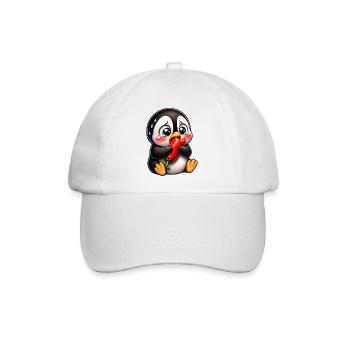 Pinguin Chili Scharf Lustiger Cartoon - Baseballkappe - Weiß/Weiß - Vorne