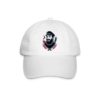 Seebaer Kapitaen Wappen Logo - Baseballkappe - Weiß/Weiß - Vorne