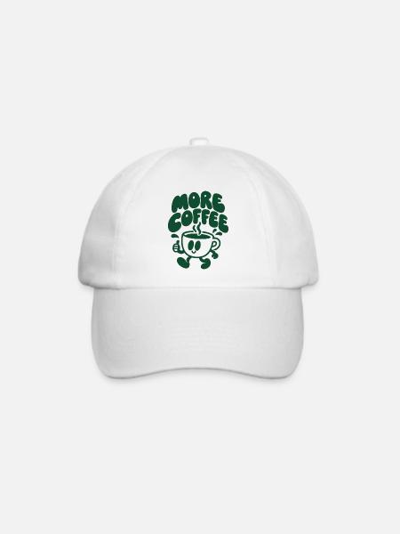More Coffee – Laufende Kaffeetasse - Baseballkappe - Weiß/Weiß