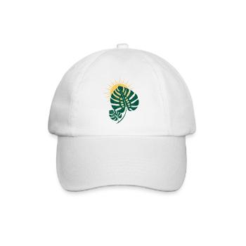 Monstera Blatt mit Sonne – Boho Botanical - Baseballkappe - Weiß/Weiß - Vorne