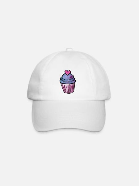 Aquarell Cupcake-Herz - Baseballkappe - Weiß/Weiß