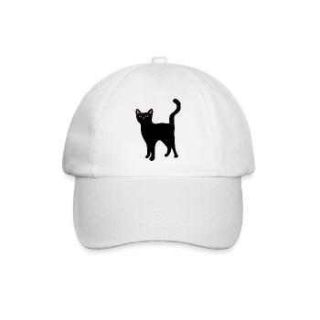 Neon-Katzengesicht auf Schwarz - Baseballkappe - Weiß/Weiß - Vorne