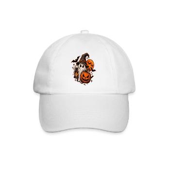 Spukhaftes Halloween Design - Baseballkappe - Weiß/Weiß - Vorne