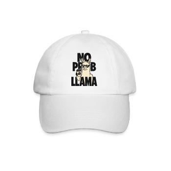 No Prob Llama – Lama mit Kaffeebecher - Baseballkappe - Weiß/Weiß - Vorne