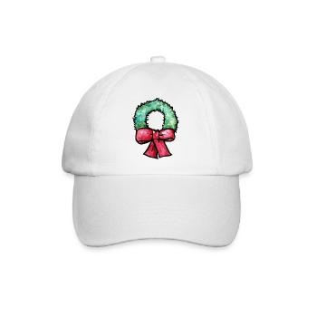 Grüne Afro-Krone mit roter Schleife - Baseballkappe - Weiß/Weiß - Vorne