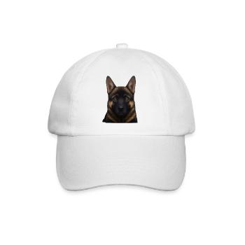 Schäferhund Kopfporträt - Baseballkappe - Weiß/Weiß - Vorne