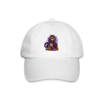 Neon-Waschbär mit Herbstlaub - Baseballkappe - Weiß/Weiß - Vorne
