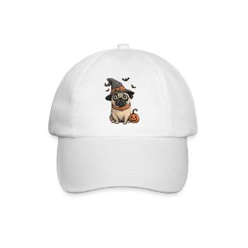 Mops Halloween - Baseballkappe - Weiß/Weiß - Vorne