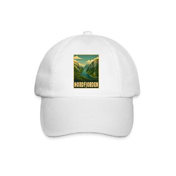 Nordfjorden Fjord Norwegen - Baseballkappe - Weiß/Weiß - Vorne