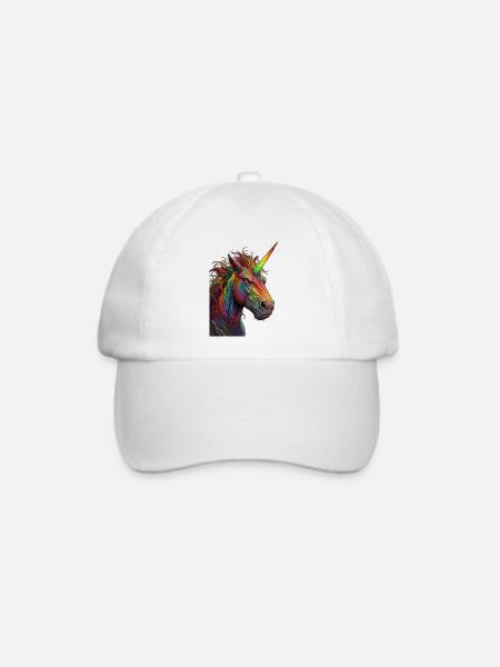 Zorniges Regenbogen Einhorn Comic Design - Baseballkappe - Weiß/Weiß