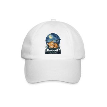 Schlafender Babytiger – Gute Nacht - Baseballkappe - Weiß/Weiß - Vorne
