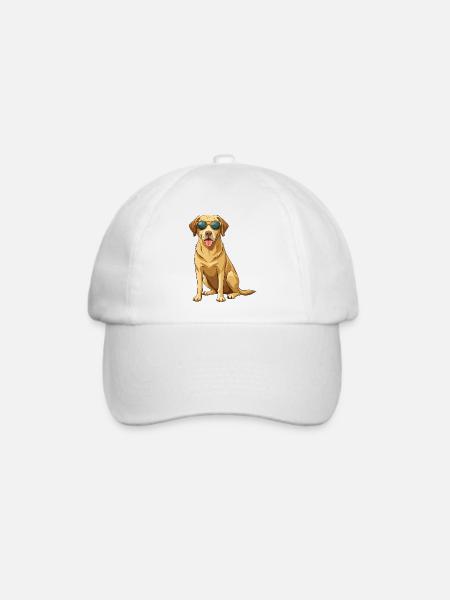 Labrador Retriever mit Sonnenbrille - Baseballkappe - Weiß/Weiß
