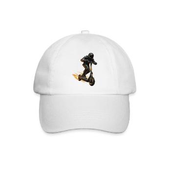 E-Scooter Rider – Dynamisches Motiv - Baseballkappe - Weiß/Weiß - Vorne