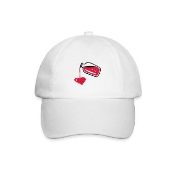 Liebestrank in einer Glasflasche & flüssiges Herz - Baseballkappe - Weiß/Weiß - Vorne