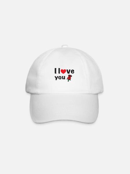 I love you mit Rose - Baseballkappe - Weiß/Weiß