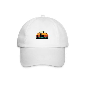 Retro Sunset Hirsch Lustige Jagd Humor - Baseballkappe - Weiß/Weiß - Vorne