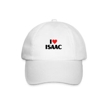 I love Isaac Rotes Herz Liebe Fan Geschenk - Baseballkappe - Weiß/Weiß - Vorne