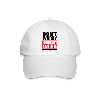Don't worry he doesn't bite Hunde lustige Sprüche - Baseballkappe - Weiß/Weiß - Vorne