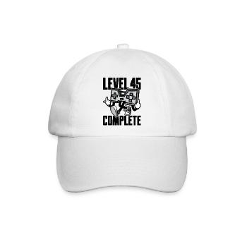 Level 45 Complete Geburtstagsgeschenk 45 Jahre - Baseballkappe - Weiß/Weiß - Vorne