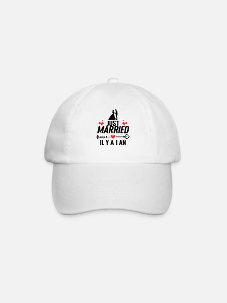 Baumwolle Hochzeitsgeschenk Hochzeitstag 1 Jahr - Baseballkappe - Weiß/Weiß