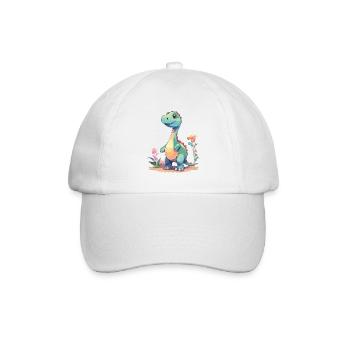 Süßer Dino Cartoon Prähistorische Fantasie - Baseballkappe - Weiß/Weiß - Vorne
