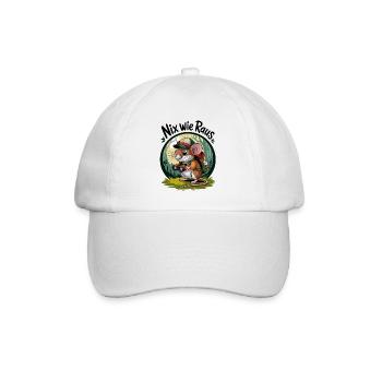 Nix wie raus - in die Natur - Wandern mit Maus - Baseballkappe - Weiß/Weiß - Vorne