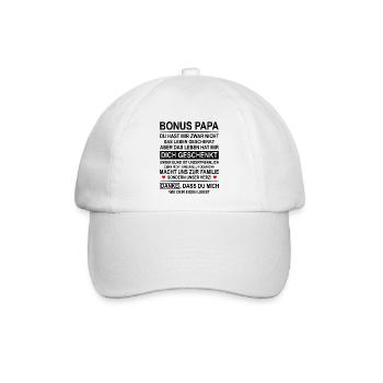 Bonus Papa Danke Stiefvater Vater Dad Geschenk - Baseballkappe - Weiß/Weiß - Vorne