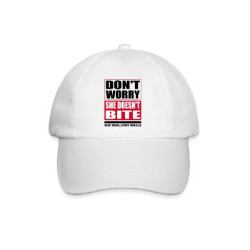 Don't worry she doesn't bite Hunde lustige Sprüche - Baseballkappe - Weiß/Weiß - Vorne