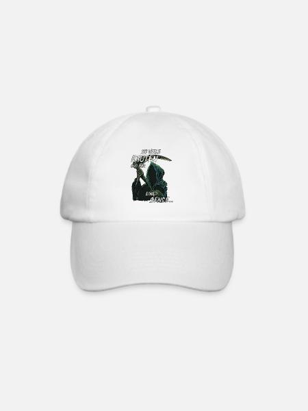 schwarzer Humor, witziges Sensenmann, Geschenk - Baseballkappe - Weiß/Weiß