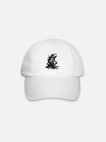 Frosch Stencil Design Kunst - Baseballkappe - Weiß/Weiß