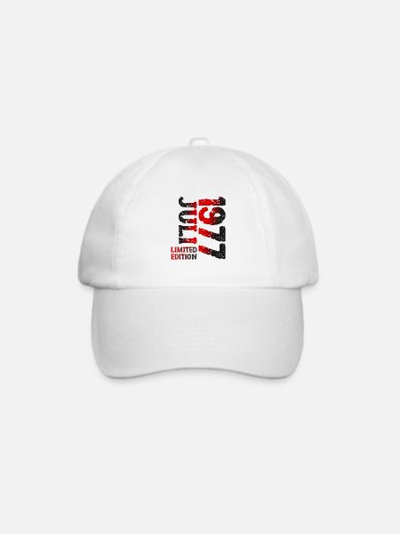 1977 Juli Limited Edition Geburtstag Geschenk - Baseballkappe - Weiß/Weiß