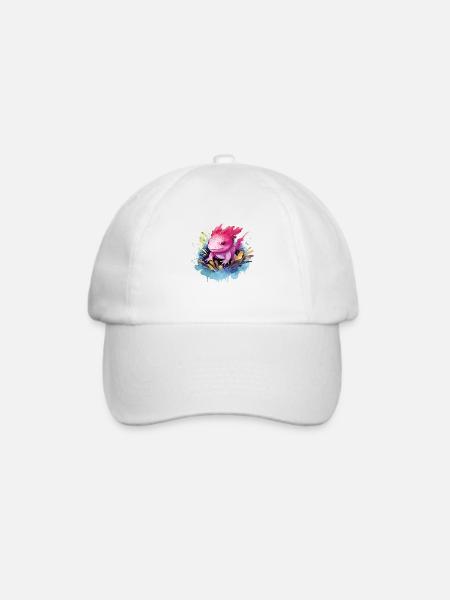 Bunter Axolotl - Niedliches Design Für - Baseballkappe - Weiß/Weiß