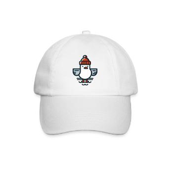 Nordsee Moin Möwe mit Beanie Mütze T-Shirt - Baseballkappe - Weiß/Weiß - Vorne