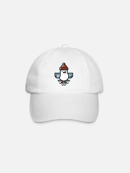 Nordsee Moin Möwe mit Beanie Mütze T-Shirt - Baseballkappe - Weiß/Weiß