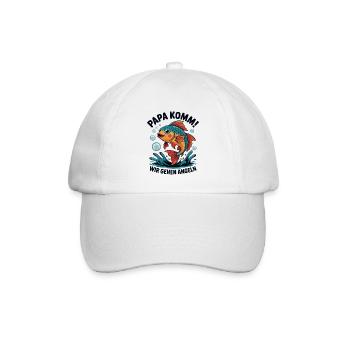 Papa komm wir gehen angeln! Angeln mit Papa - Baseballkappe - Weiß/Weiß - Vorne
