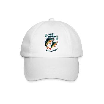 Papa komm wir gehen angeln! Angeln mit Papa - Baseballkappe - Weiß/Weiß - Vorne