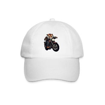 Tiger Motorrad / Motorradfahrer Tiger - Baseballkappe - Weiß/Weiß - Vorne