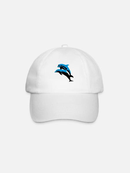 Delfin, Delfine - Dolphin - Baseballkappe - Weiß/Weiß