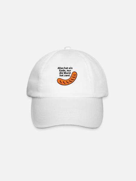 Alles hat ein Ende, nur die Wurst hat zwei. - Baseballkappe - Weiß/Weiß