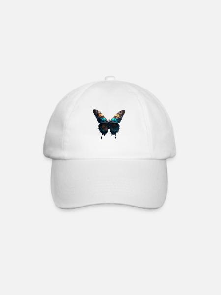 Schmetterling, Raupe - Baseballkappe - Weiß/Weiß