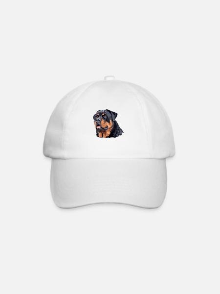Hundekopf, Rottweiler, Illustration - Baseballkappe - Weiß/Weiß
