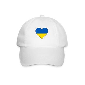 Ukraine Herz Nationalfarben - Baseballkappe - Weiß/Weiß - Vorne