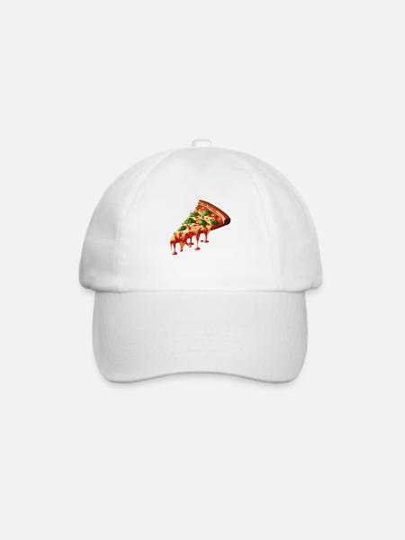 Pizzastück 3D - Baseballkappe - Weiß/Weiß