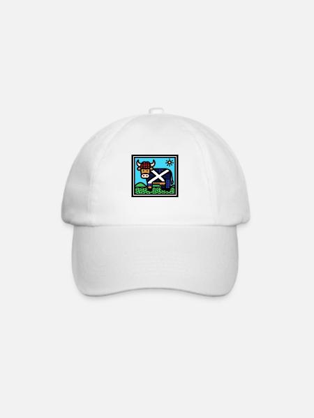Schottische Hochlandkuh - Pop Art - Baseballkappe - Weiß/Weiß